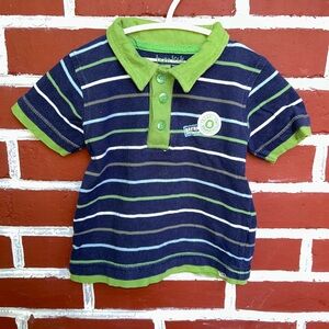 Bumkins | Striped blue and green shirt sleeve polo | size 24m